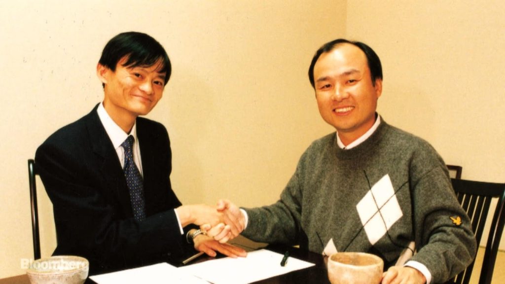 Jack Ma (esquerda), fundador da Alibaba e Masayoshi Son. Inteligência Artificial; Negócios Inovadores; Futuro dos Negócios