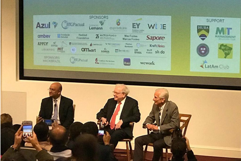 Lemann e Buffett na Brazil Conference, em 2017