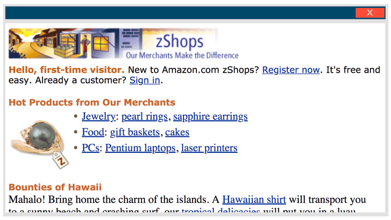 Em 1999, a Amazon lançou o ZShops, hoje conhecido como Amazon Marketplace.