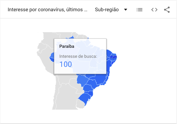 Veja como estão as buscas em tempo real pelo coronavírus no Brasil
